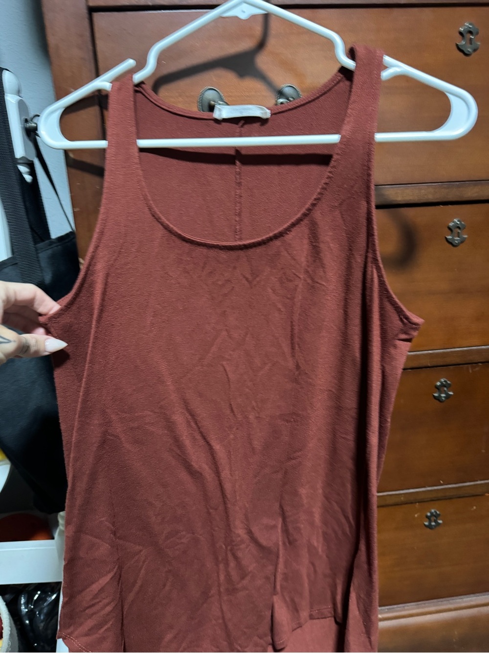 Zenana Outfitters Scoop Neck Ribbed Tank - Rust Brown